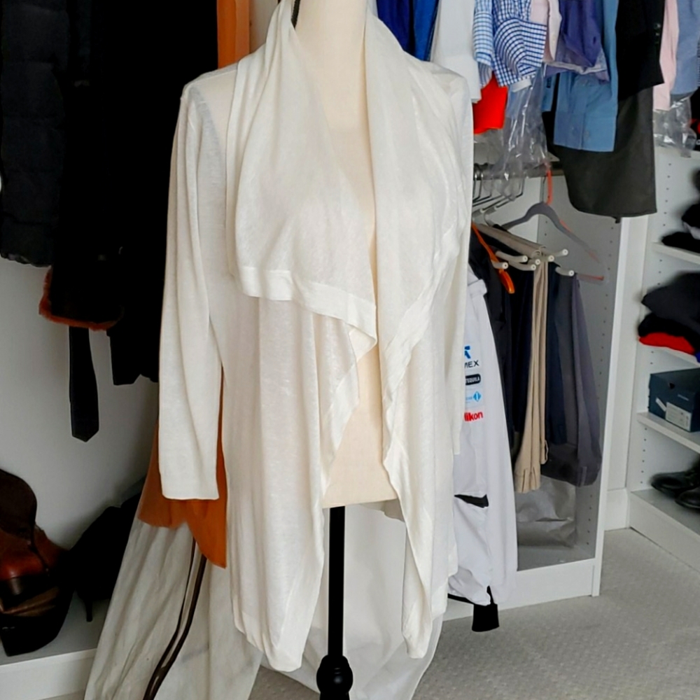 Theory white draped cardigan